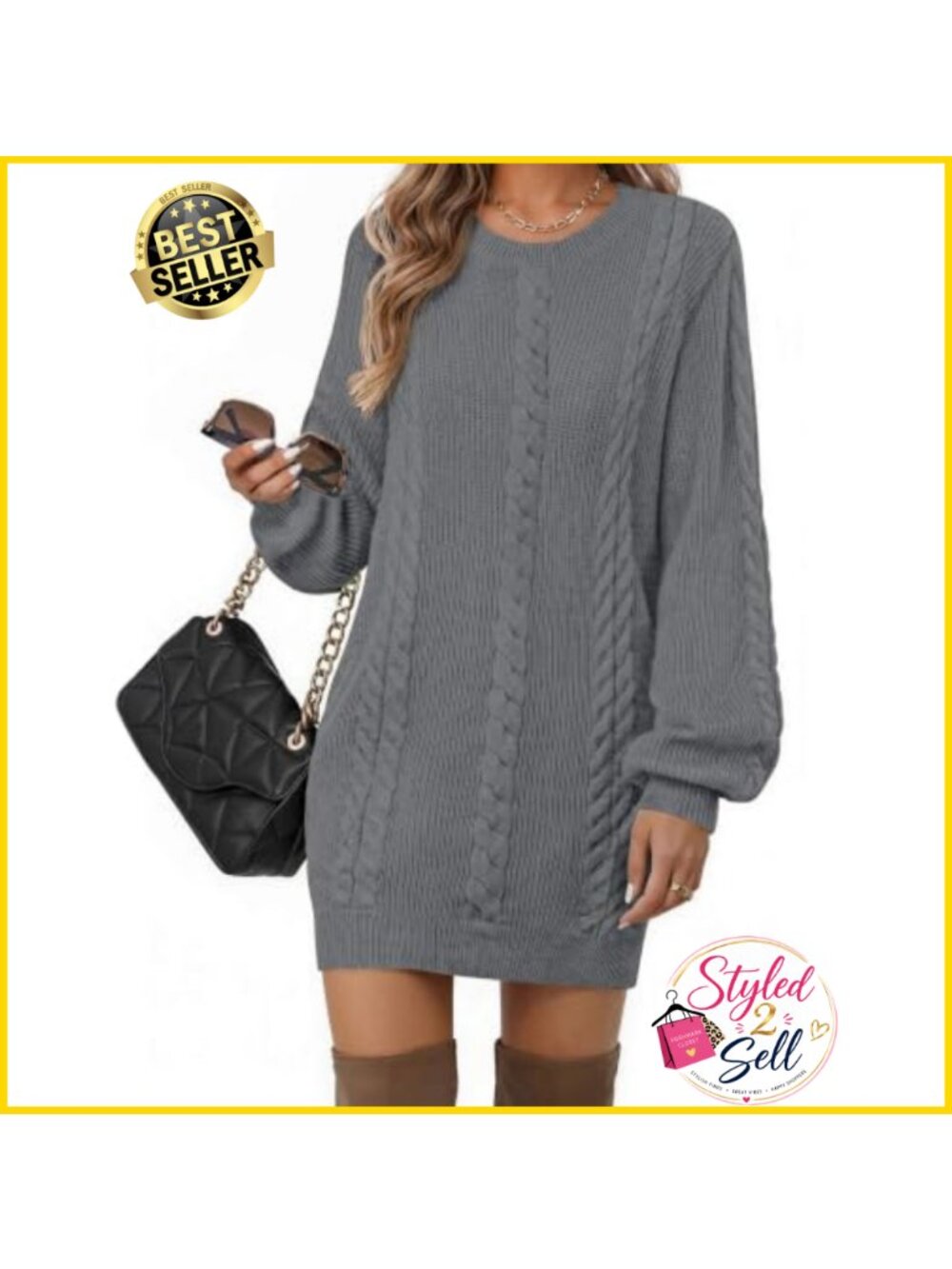 Zeagoo Sweater Dress Women Fall Winter Long Sleeve Bodycon Cable Knit